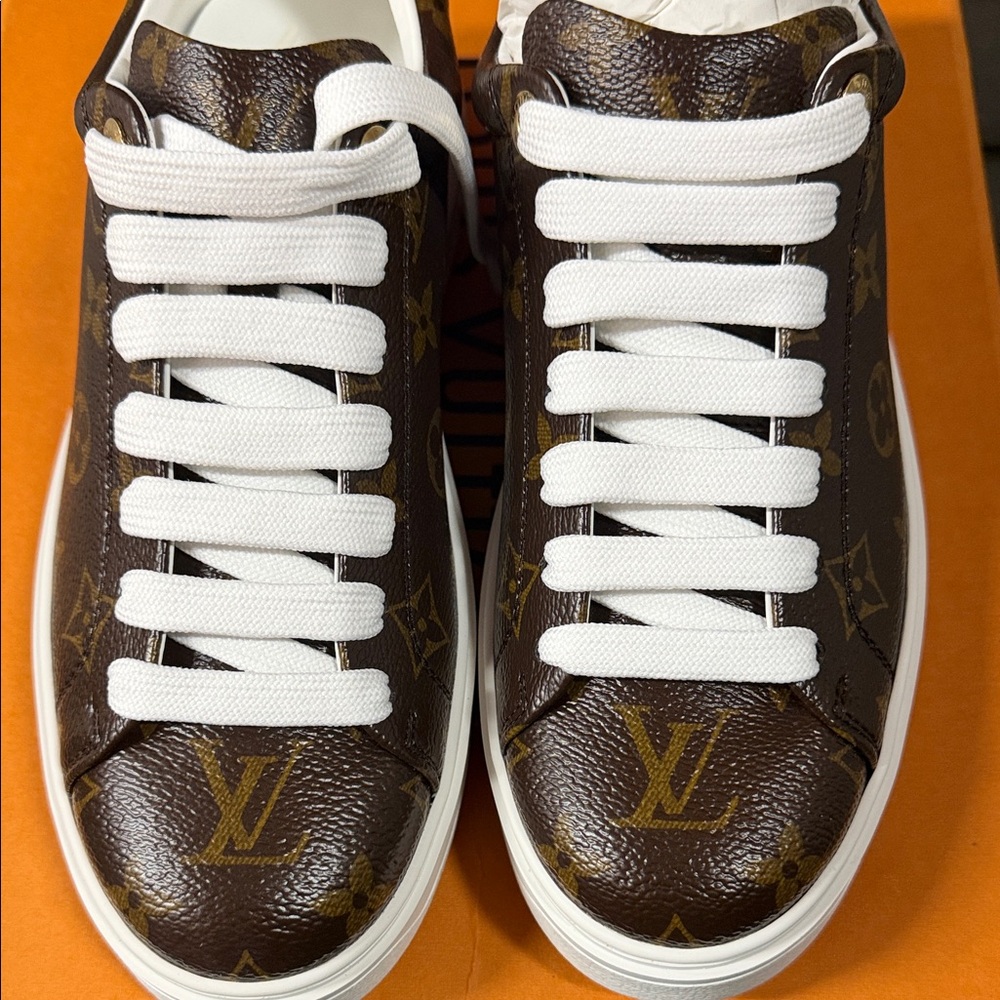 Louis Vuitton Brown and White Monogram Sneakers